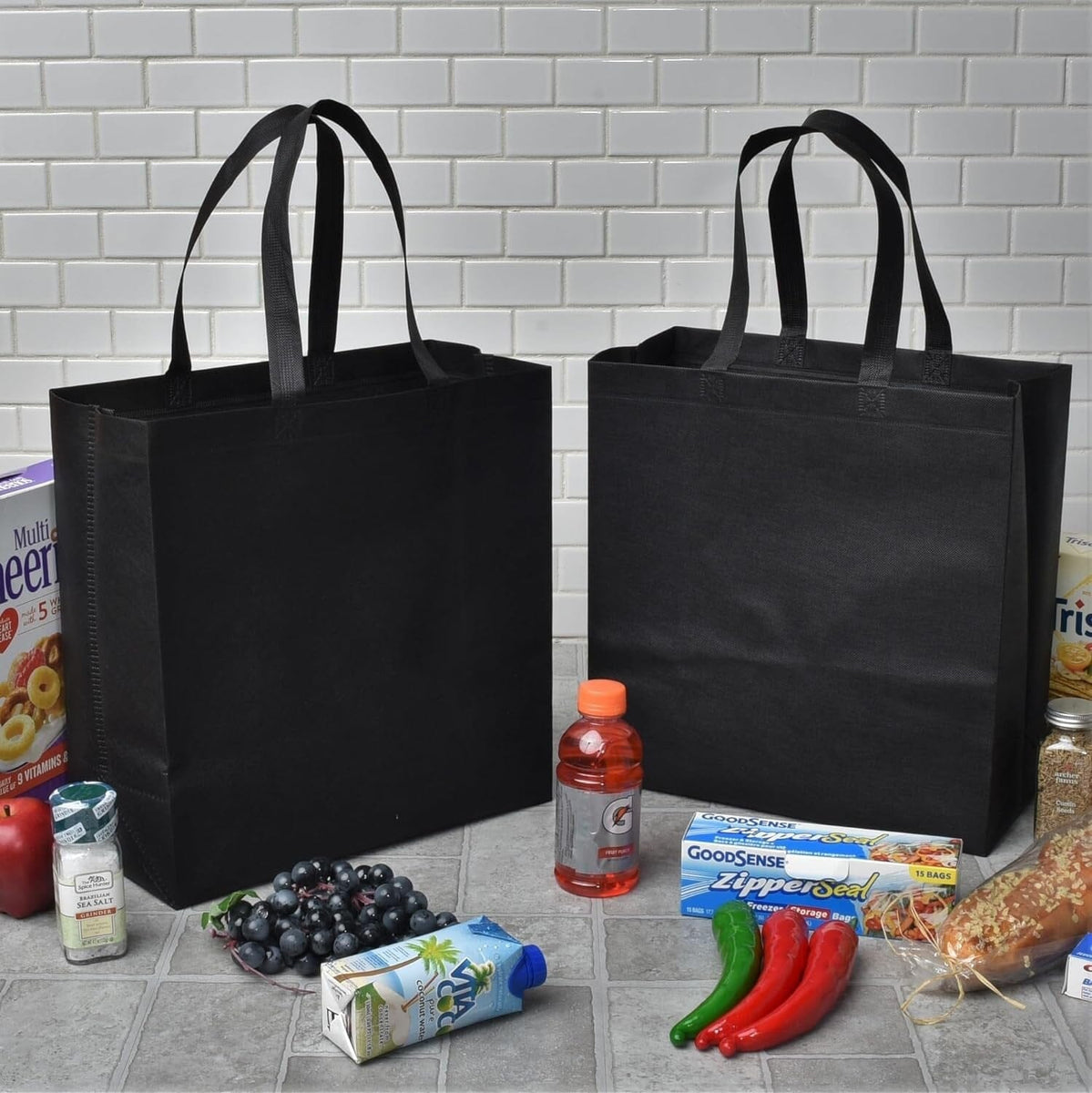14.5x6.6x14 Bulk Black Heat Sealed Reusable Fabric Bags – Prime Line Retail